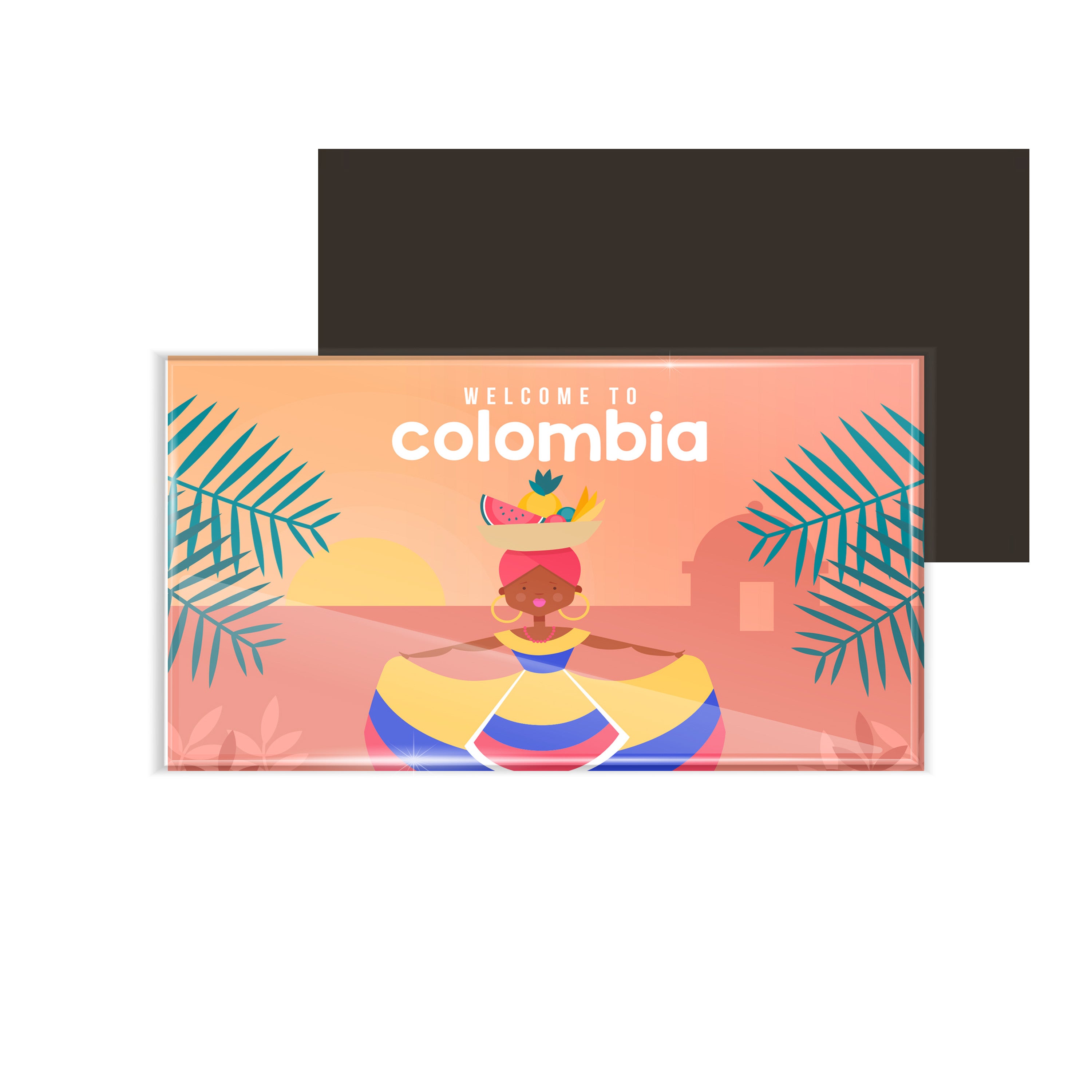 dhcrafts Fridge Magnet Rectangle Acrylic Glass (8.6 x 5.4 cm) Multicolor Travel Colombia D3 Design Pack of 1